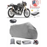 Triumph Thruxton 1200 R Arka Çanta Uyumlu (Gri) Motorsiket Brandası Motor Örtüsü Çadır Su Geçirmez Motosiklet Kılıfı Motor Brandası - Gri- Arka Çanta UYUMLU