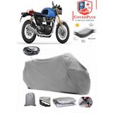 Triumph Thruxton Rs Branda Gri Arka Çanta Uyumlu(Topcase) Motosiket Brandası Motor Örtüsü Çadır Su Geçirmez Motosiklet Kılıfı Motor Brandası,lastikli,taşıma Torbalı