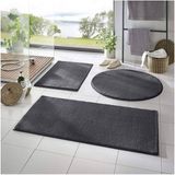 Trivago Halı 3'Lü Banyo Halısı Peluş Post Halı Klozet Takımı Antrasit 50 x 90--50 x 60--50 x 50(Yuvarlak)