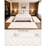 Trivago Halı Bubble Tavşan Tüyü Kaymaz Taban 3' Lü Yatak Odası Yolluk Takımı 2 Ad. 80X150 ve 1 Ad. 80X300 - Açık Krem - 80 x 300 cm