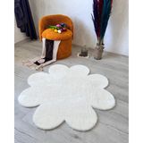 Trivago Halı Trivago Yıkanabilir Papatya Halı Yumuşak Peluş Antibakteriyel 150 x 150 cm Düz Salon Halısı - Fildişi