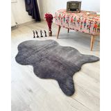 Trivago Halı Yıkanabilir Yumuşak Peluş Ayı Postu Çocuk Odası Oturma Odası Salon Mutfak Halısı - 100 x 160 cm - Antrasit