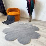 Trivago Halı Yıkanabilir Yumuşak Peluş Post Papatya Çocuk Odası Oturma Odası Salon Mutfak Halısı - 150 x 150 cm - Gri