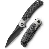 Trivisa UMA-05B | Titanyum Destek ve Başparmak Sapı | Karbon Fiber Saplar | Siyah Taşlanmış S35VN Çelik Çakı | TY07-BCT-S - Çok Renkli