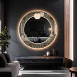 Trivon Günışığı Led'li Lazer Kumlamalı Lavabo & Banyo Aynası (Dokunmatik Sensörlü) - Gün Işığı Ledli - 80 x 80
