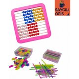 Trix Saygılıofis 3'lü Ilkokul Seti Pembe Abaküs Sayma Boncuğu + Sayma Çubukları + Sayma Fasulyeler