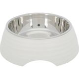 Trixie 22 cm 800 ml Beyaz Köpekler için Dışı Melamin İçi Paslanmaz Çelik Mama ve Su Kabı