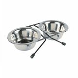Trixie Paslanmaz Çelik 2x450 ml 12 cm Kedi Köpek İkili Mama Kabı