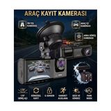 Trm Her Araç Için 3 Kameralı Araç Içi Kamera G-Sensörlü Kamera Kayıt Cihazı Mikrofonlu Yol Ve Sürücü Takip Kamerası