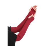 TRModam Parmak Geçmeli Terletmez Likralı Penye Kolluk – 45 cm, 1 Çift - Bordo