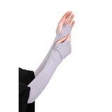 TRModam Parmak Geçmeli Terletmez Likralı Penye Kolluk – 45 cm, 1 Çift - Gri