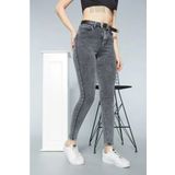Trn JNS Kadın Füme Kar Yıkama Yüksel Bel Bilek Boy Dar Paça Skinny Likralı Kot Pantalon