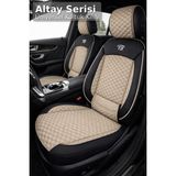 Trobus Altay Serisi Bel Destekli Koltuk Kılıfı (Ön+Arka) - Honda Logo 1996–2001 - Bej Siyah - Bej - Siyah