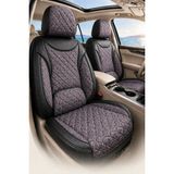 Trobus Audi A5 2010 ve Sonrası Araca Uyumlu Koton Kumaş Kapitone Bel Destekli Koltuk Kılıfı Softcotton Serisi Siyah Füme Mürdüm Dokulu - Siyah - Füme