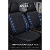Trobus Fiat Doblo 2009-2021 2+1 Uyumlu Jetdrive Serisi Deri Siyah Mavi Oto Koltuk Kılıfı - Siyah - Mavi