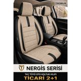 Trobus Fiat Doblo Cargo/panelvan 2001-2009 Uyumlu Nergis Serisi Tay Tüyü Bej Siyah Oto Koltuk Kılıfı - Bej - Siyah