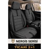 Trobus Fiat Doblo Cargo/panelvan 2001-2009 Uyumlu Nergis Serisi Tay Tüyü Füme Siyah Oto Koltuk Kılıfı - Füme - Siyah