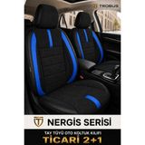 Trobus Fiat Doblo Van 2014-2021 Uyumlu Nergis Serisi Tay Tüyü Mavi Oto Koltuk Kılıfı