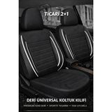 Trobus Fiat Doblo Yeni Kasa 2023 2+1 Uyumlu Jetdrive Serisi Deri Siyah Beyaz Oto Koltuk Kılıfı - Siyah - Beyaz