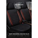 Trobus Fiat Doblo Yeni Kasa 2023 2+1 Uyumlu Jetdrive Serisi Deri Siyah Kırmızı Oto Koltuk Kılıfı - Siyah - Kırmızı