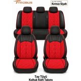 Trobus Fiat Egea Cross 2020+ Uyumlu Altar Serisi Tay Tüyü Siyah Kırmızı Oto Koltuk Kılıfı - Siyah - Kırmızı