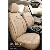 Trobus Fiat Egea Cross 2020+ Uyumlu Monaco Serisi Deri Bej Oto Koltuk Kılıfı