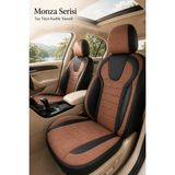 Trobus Fiat Egea Cross 2020+ Uyumlu Monza Serisi Tay Tüyü Taba Siyah Oto Koltuk Kılıfı - Taba - Siyah