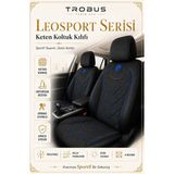 Trobus Fiat Fiorino 2007 Sonrası Uyumlu Leosport Serisi Siyah Mavi Ortopedik Keten Koltuk Kılıfı - Siyah - Mavi