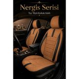 Trobus Fiat Fiorino 2007 Sonrası Uyumlu Nergis Serisi Taba Siyah Ortopedik Tay Tüyü Koltuk Kılıfı - Taba - Siyah
