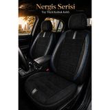Trobus Fiat Fiorino 2007 Sonrası Uyumlu Nergis Siyah Mavi Ortopedik Tay Tüyü Koltuk Kılıfı - Siyah - Mavi
