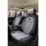 Trobus Fiat Fiorino 2007 Sonrası Uyumlu Süvari Serisi Gri Siyah Premium Tay Tüyü Koltuk Kılıfı - Gri - Siyah
