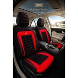 Trobus Fiat Fiorino 2007 Sonrası Uyumlu Veyron Serisi Siyah Kırmızı Tay Tüyü Koltuk Kılıfı - Siyah - Kırmızı