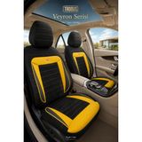 Trobus Fiat Fiorino 2007 Sonrası Uyumlu Veyron Serisi Siyah Sarı Tay Tüyü Koltuk Kılıfı - Siyah - Sarı