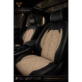 Trobus Fiat Fiorino 2007+ Uyumlu Altar Serisi Tay Tüyü Bej Siyah Premium Koltuk Kılıfı - Bej - Siyah