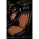Trobus Fiat Fiorino 2007+ Uyumlu Altar Serisi Tay Tüyü Taba Siyah Premium Koltuk Kılıfı - Taba - Siyah