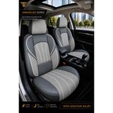 Trobus Fiat Fiorino 2007+ Uyumlu Ankaflex Bel Destekli Keten Deri Gri Siyah Koltuk Kılıfı - Gri - Siyah