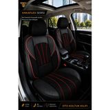 Trobus Fiat Fiorino 2007+ Uyumlu Ankaflex Bel Destekli Keten Deri Siyah Kırmızı Koltuk Kılıfı - Siyah - Kırmızı