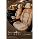 Trobus Fiat Fiorino 2007+ Uyumlu Apex Linen Bel Destekli Keten Bej Taba Koltuk Kılıfı - Bej - Taba