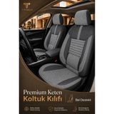 Trobus Fiat Fiorino 2007+ Uyumlu Apex Linen Bel Destekli Keten Füme Siyah Koltuk Kılıfı - Füme - Siyah