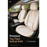 Trobus Fiat Fiorino 2007+ Uyumlu Apex Serisi Tay Tüyü Bel Destekli Bej Premium Koltuk Kılıfı