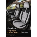 Trobus Fiat Fiorino 2007+ Uyumlu Apex Serisi Tay Tüyü Bel Destekli Gri Siyah Koltuk Kılıfı - Gri - Siyah