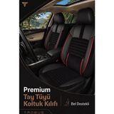 Trobus Fiat Fiorino 2007+ Uyumlu Apex Serisi Tay Tüyü Bel Destekli Kırmızı Siyah Koltuk Kılıfı - Kırmızı - Siyah