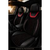 Trobus Fiat Fiorino 2007+ Uyumlu Asil Serisi Ortopedik Tay Tüyü Siyah Kırmızı Koltuk Kılıfı - Siyah - Kırmızı