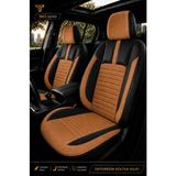 Trobus Fiat Fiorino 2007+ Uyumlu Inci Serisi Tay Tüyü Taba Siyah Premium Koltuk Kılıfı - Taba - Siyah