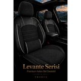 Trobus Fiat Fiorino 2007+ Uyumlu Levante Serisi Bel Destekli Keten Füme Beyaz Koltuk Kılıfı - Füme - Beyaz
