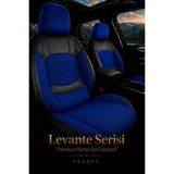 Trobus Fiat Fiorino 2007+ Uyumlu Levante Serisi Bel Destekli Keten Mavi Siyah Koltuk Kılıfı - Mavi - Siyah
