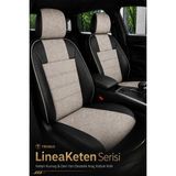 Trobus Fiat Fiorino 2007+ Uyumlu Lineaketen Serisi Ortopedik Bej Siyah Bej Koltuk Kılıfı - Bej - Siyah