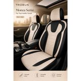 Trobus Fiat Fiorino 2007+ Uyumlu Monza Serisi Sport Tay Tüyü Kadife Bej Siyah Koltuk Kılıfı - Bej - Siyah