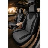 Trobus Fiat Fiorino 2007+ Uyumlu Monza Serisi Sport Tay Tüyü Kadife Füme Siyah Koltuk Kılıfı - Füme - Siyah