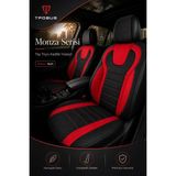 Trobus Fiat Fiorino 2007+ Uyumlu Monza Serisi Sport Tay Tüyü Kadife Siyah Kırmızı Koltuk Kılıfı - Siyah - Kırmızı